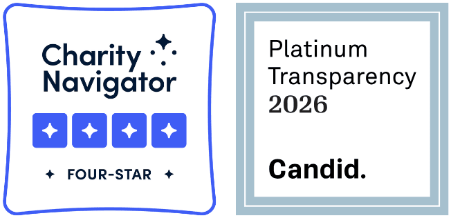 Chrity Navigator - 4 Star Rating, Candid. Platinum Transparency for 2026
